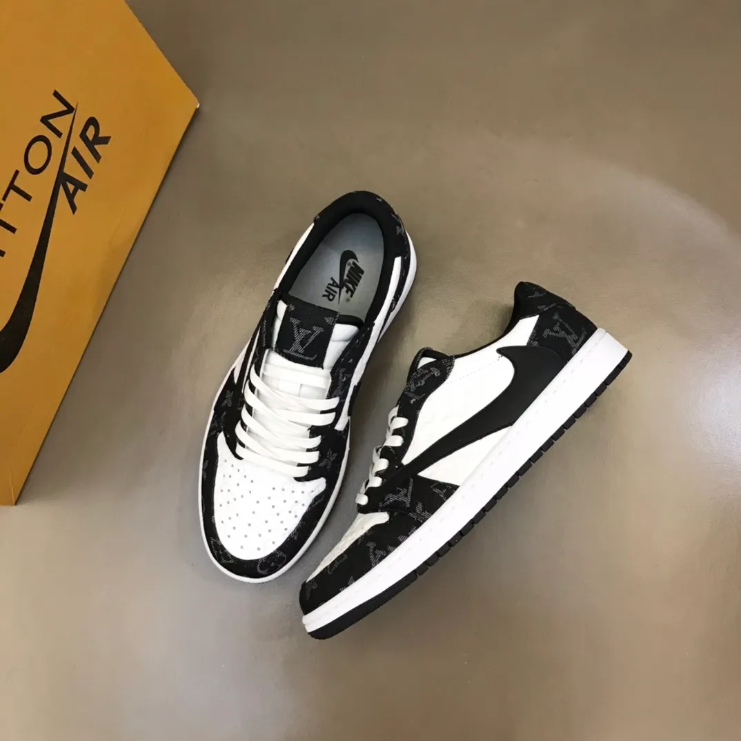 Men's shoes 💰p440 "*OUIS *UITTO* Nike" new original drawer box, co-branded low-top casual sneakers, this sneaker is completely made of denim canvas splicing leather, decorated with Louis Vuitton's iconic monogram and Damierl pattern with natural cowhide piping. The upper of this shoe combines LV’s most classic Monogram and Damier elements, giving it a sense of luxury and recognition! Size: 38-45